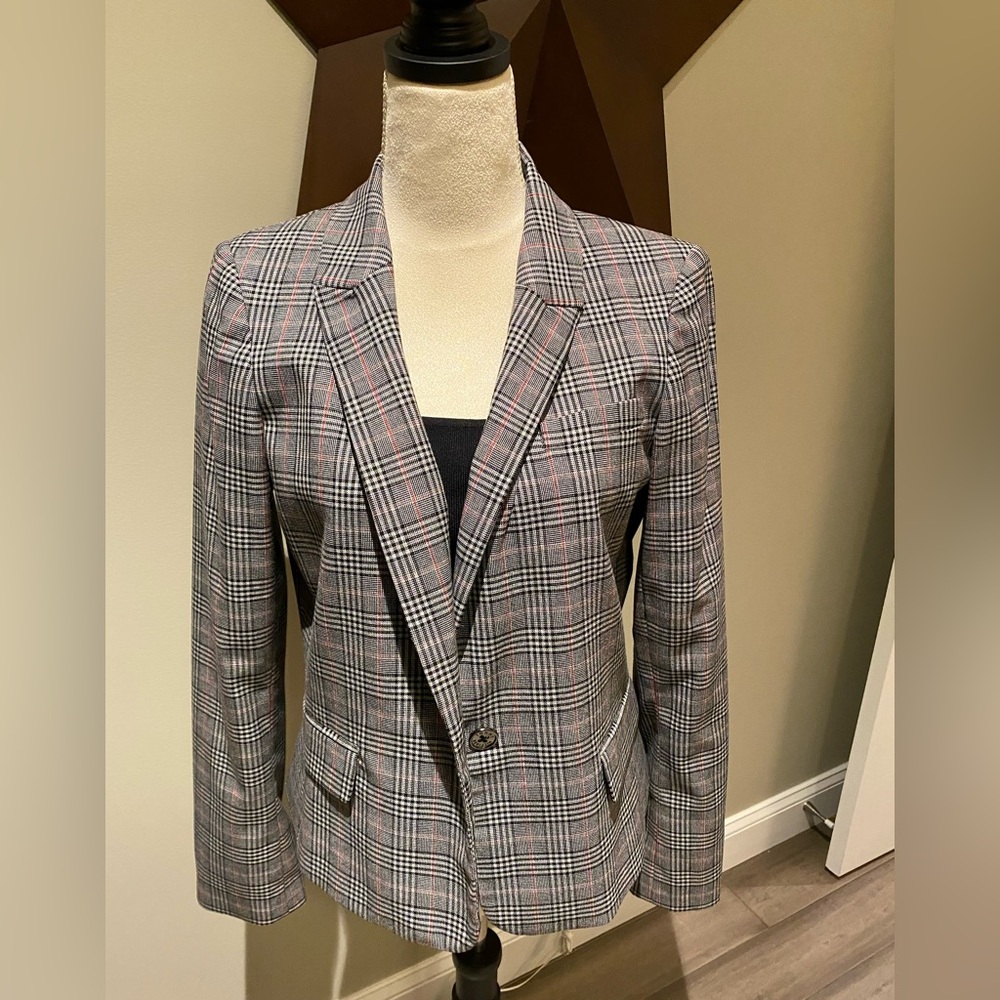 Tommy Hilfiger One-Button Plaid Blazer - Size 8